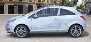 le profil de la version 3 portes de la nouvelle Opel Corsa, en rappellant celui de sa devancire, est dynamique..